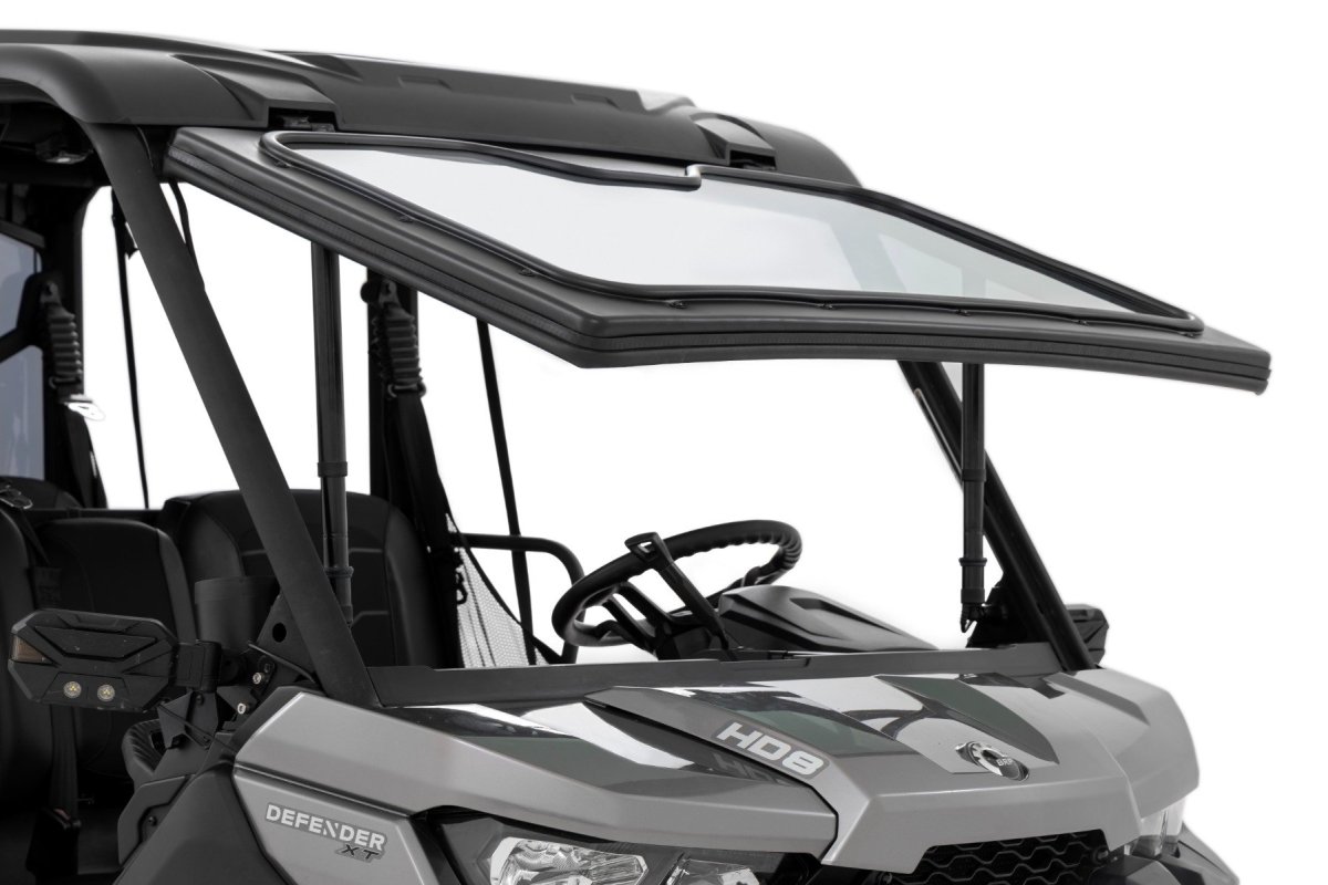 Can-Am Defender HD9 Electric Tilt Windshield - Rough Country - Auto-Tilt Glass - '22-'23
